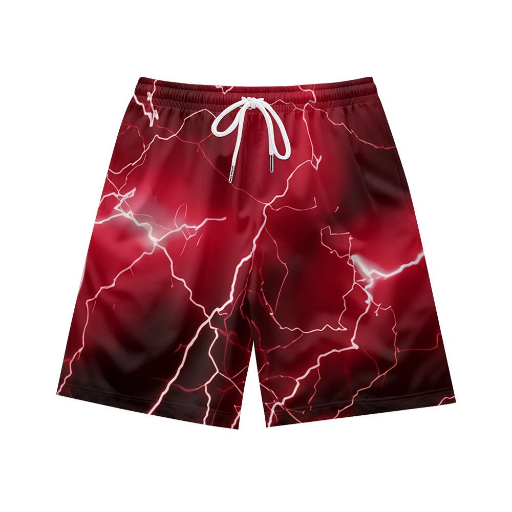 Pantaloncini Casual da Uomo con Elemento Fulmine Oscuro Naturale Europeo e Americano Pantaloni da Spiaggia