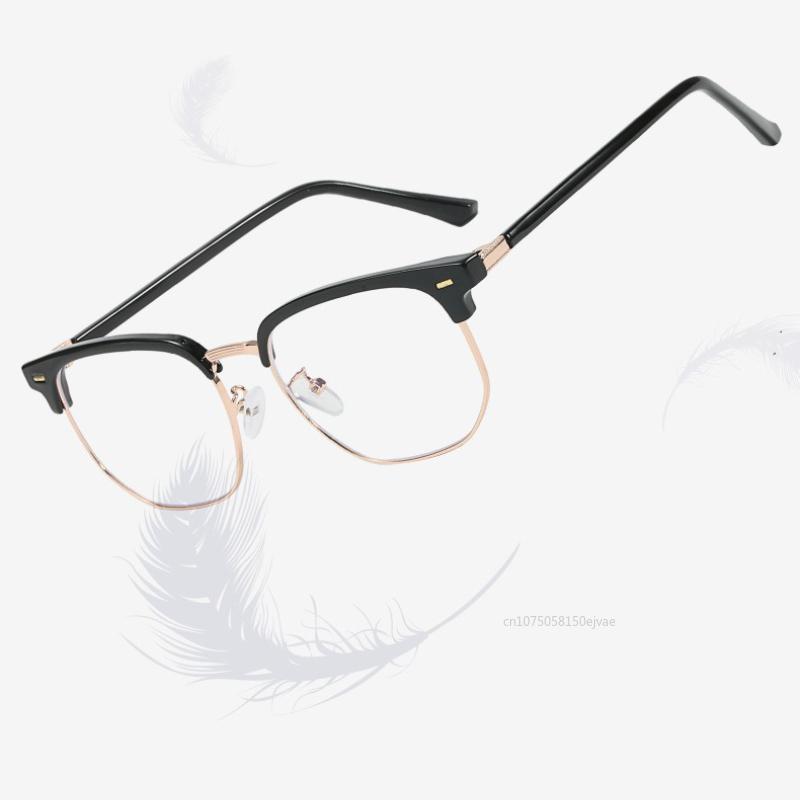 Ultra-Light Semi Rim-Free Anti- Blue-Ray Myopia Spectacles For Female Male Unisex Classic Nearsighted Prescription Spectacles 0 To -6.0