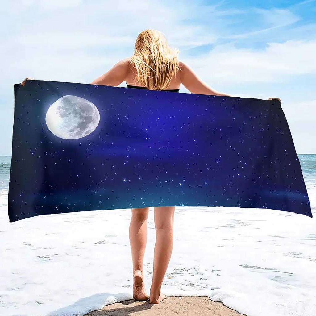Beach Towel Moon Quick Dry Towel Sand Proof Beach Towels Super Absorbent for Travel Pool Swimming Bath Camping Yoga Gym Sports