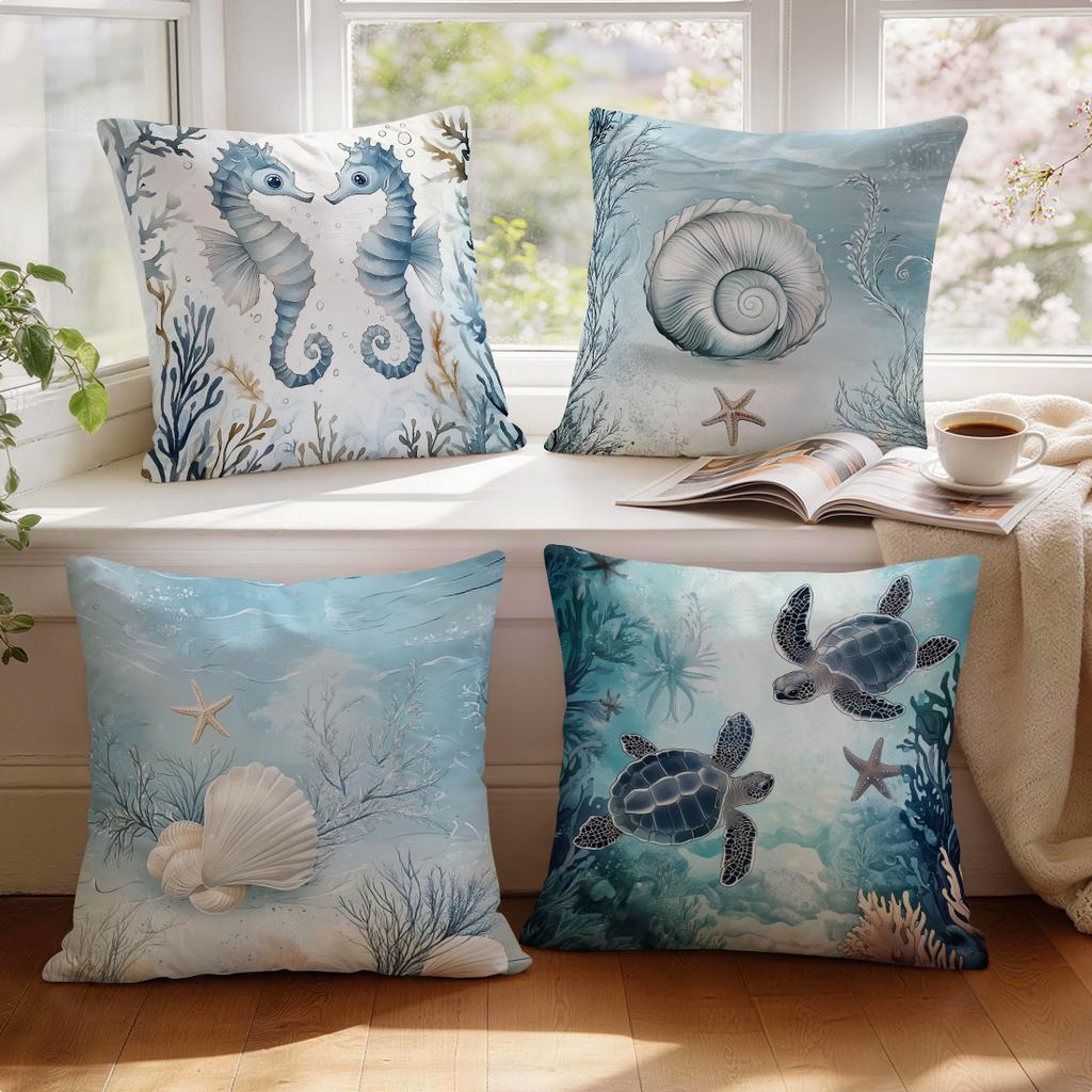 1/4pcs Beach Resort Style Cushions Pillowcase Polyester Cushion Cover Throw Pillow Pillowcover Home Car Sofa Decor