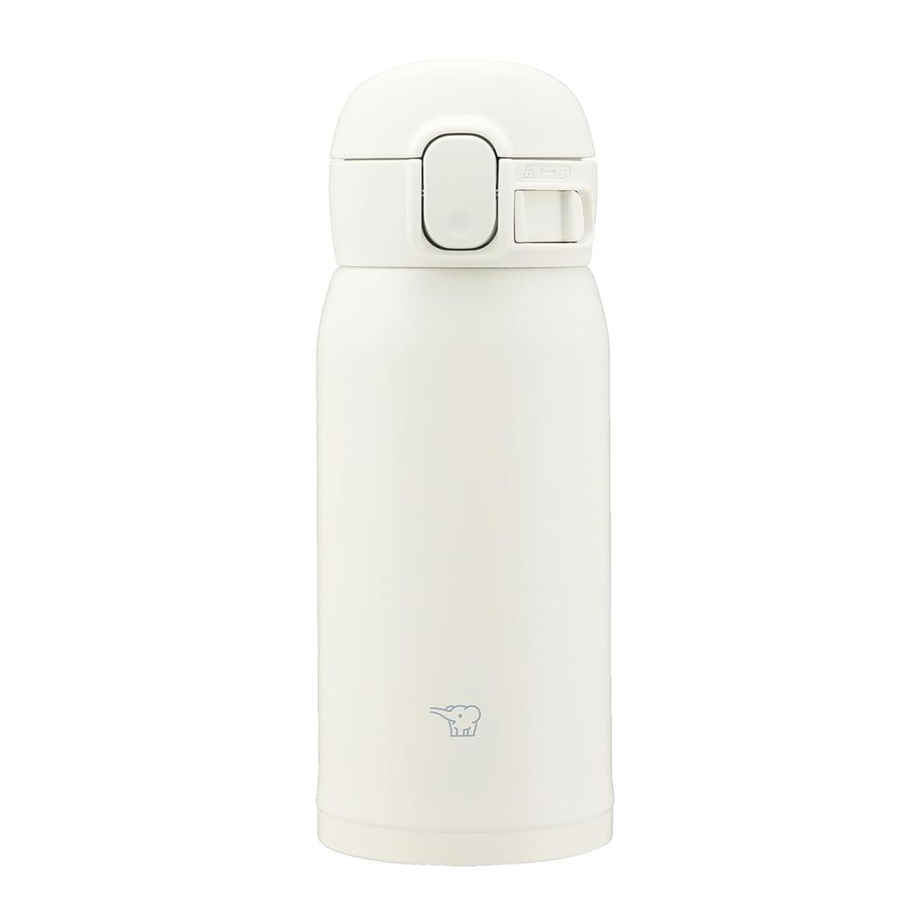 Bouteille d'eau Zojirushi Mahobin sans couture 360 ml Tasse en acier inoxydable One Touch Blanc mat Seulement 3 articles à laver avec emballage intégré SM-WS36-WM