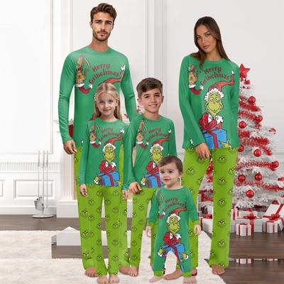 Christmas Prints Family Matching Long Sleeve Tops+Pants Set Family Matching Sets