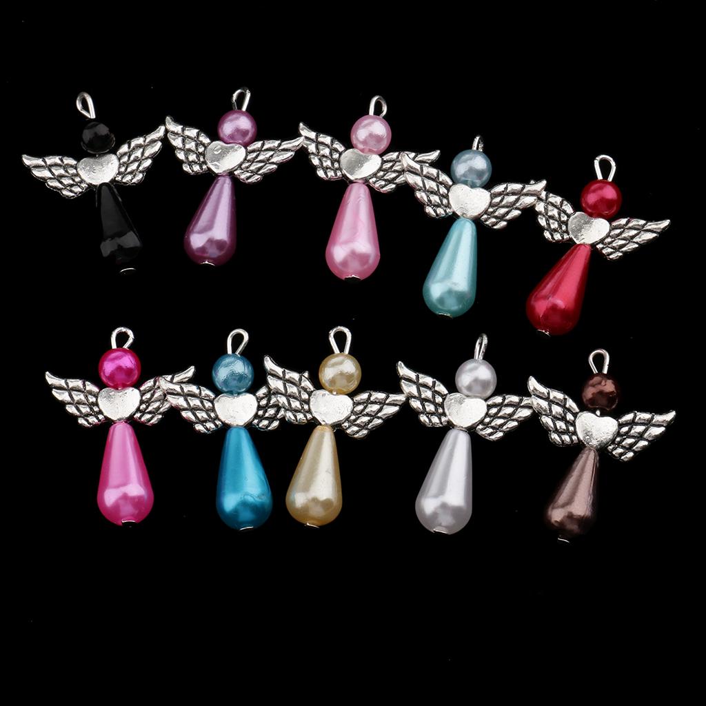 60 Pieces Mixed Silver Angel Butterfly Charms Pendants Faceted Beads