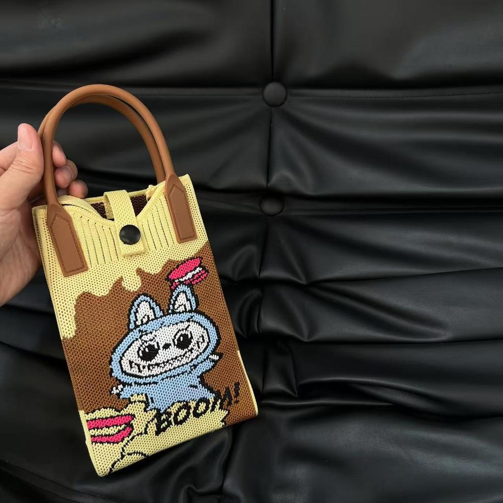 Labubu niedliche gestrickte Umhängetasche Geldbörse Handtasche