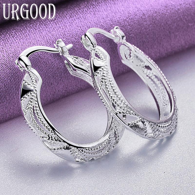 925 Sterling Silver Vintage Hollow Flower Earrings Wedding Charm Jewelry