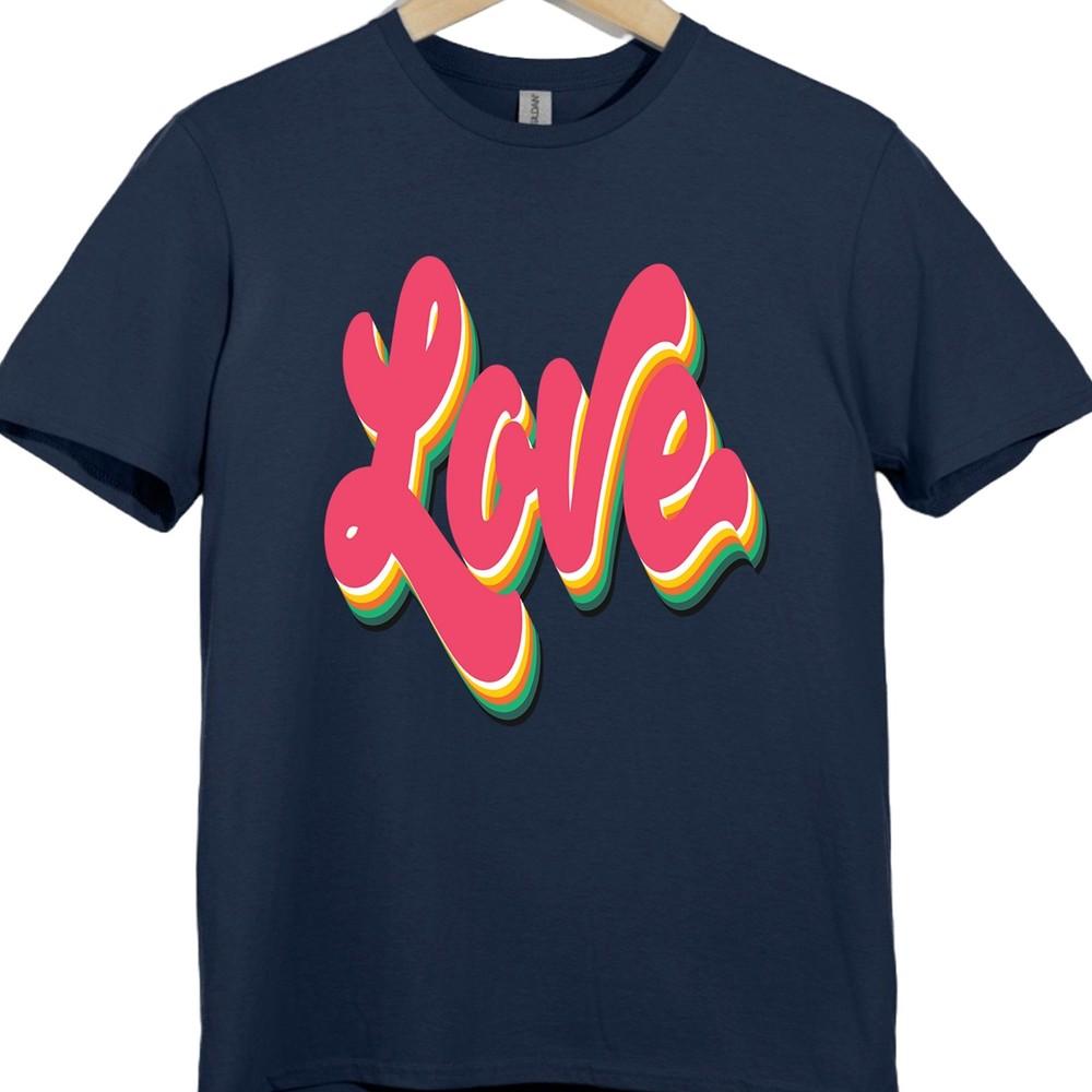 Love T Shirt Retro Script Text Graphic Tee Vintage Casual Streetwear Top