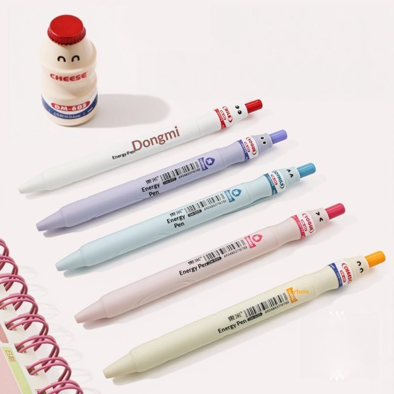 2/5Pcs 0.5Mm Large Capacity Fun Quick-Drying Pens Creative Milk Bottle Gel Pens Simple Cute And Stylish Black Pens