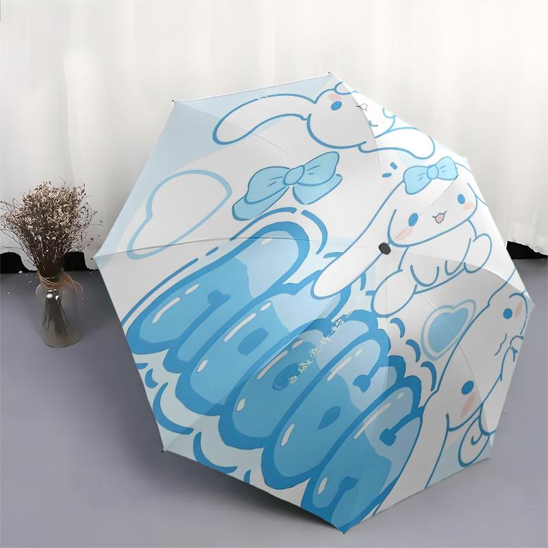 Cinnamoroll Automatic Folding Umbrella Simple 8 Rib Design, Bright Cartoon Pattern, Durable Iron Frame, Suitable For Travel, Outdoor, Beach
