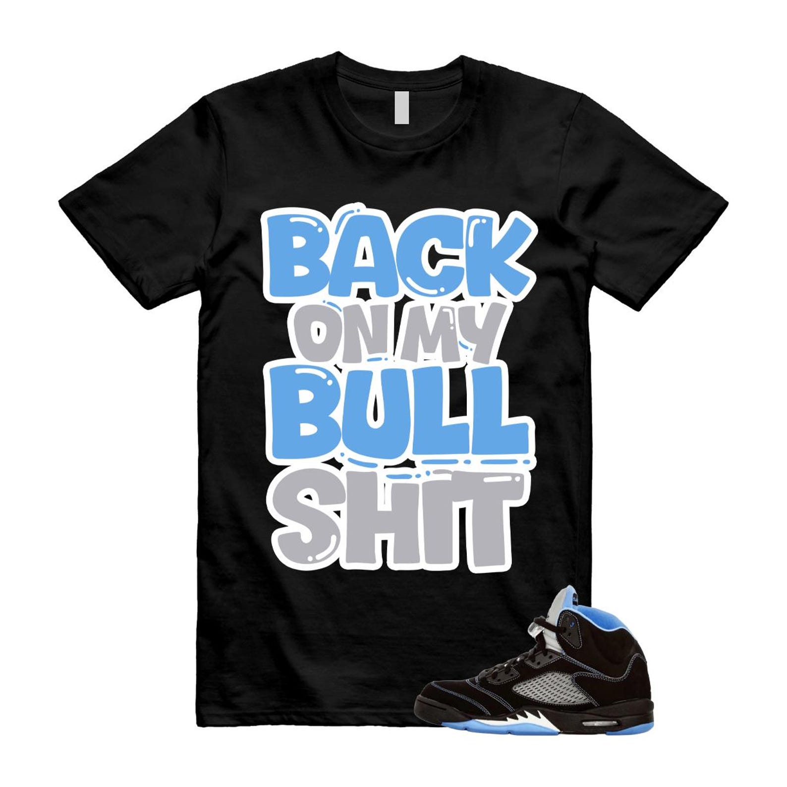 5 Black University Blue White 2026 T Shirt Match BULL 4XL