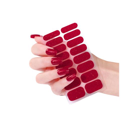Glitter Nail Polish Strips with File Easy Apply Remove Self Adhesive Women Full Nail Sticker Home Manicure DIY Nail Art Decoration Wrap