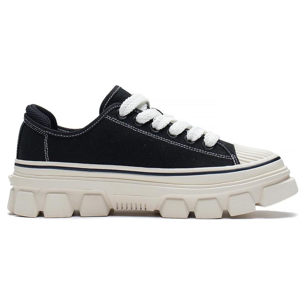 Li Ning CF Series Thick Sole Height Increasing Versatile Non-Slip Wear-Resistant Low-Top Sports Casual Shoes Unisex sneakers Black White AGCS204-3