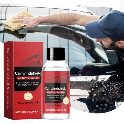 Car Glass Oil Film Cleaner 50ml Waterproof Car Window Polish Oil Film Remover Refurbishment Glass Cleaner For Window Stains