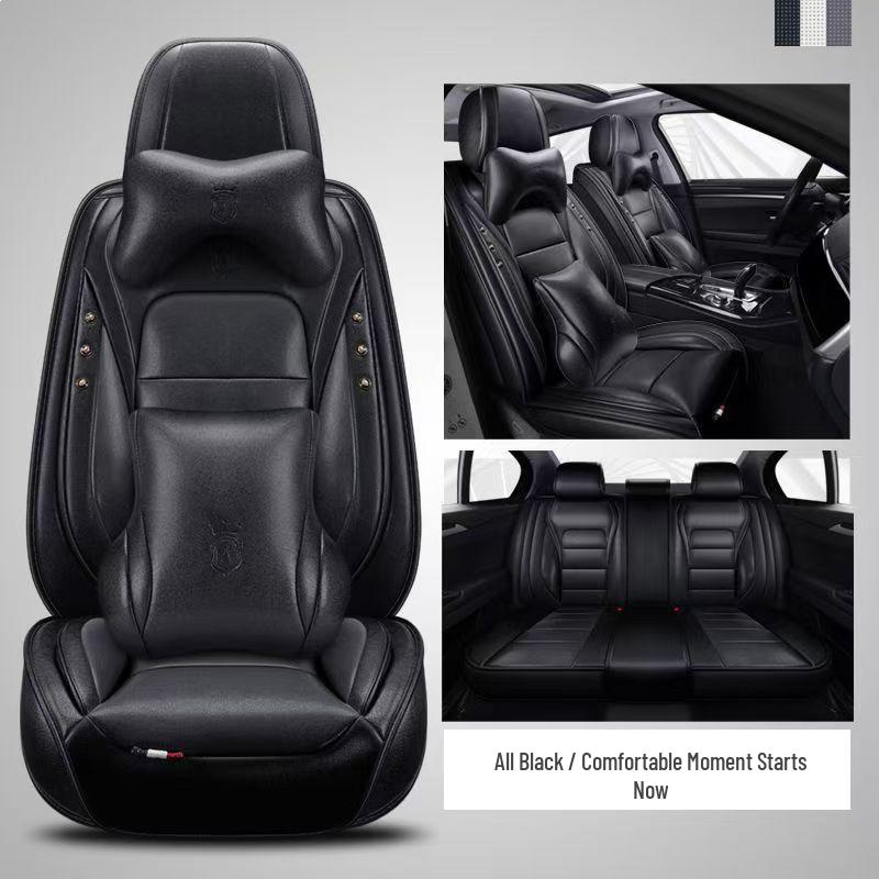 Universal Cartoon Car Seat Cushion - Four Seasons, Wear-Resistant, Dirt-Resistant, Full Surround, Leather Cover for Five-Seaters