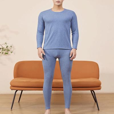 Men Solid Warm Non-marking Cashmere Silk Thermal Underwear Set Winter Padded Thickened Autumn Clothes and Trousers