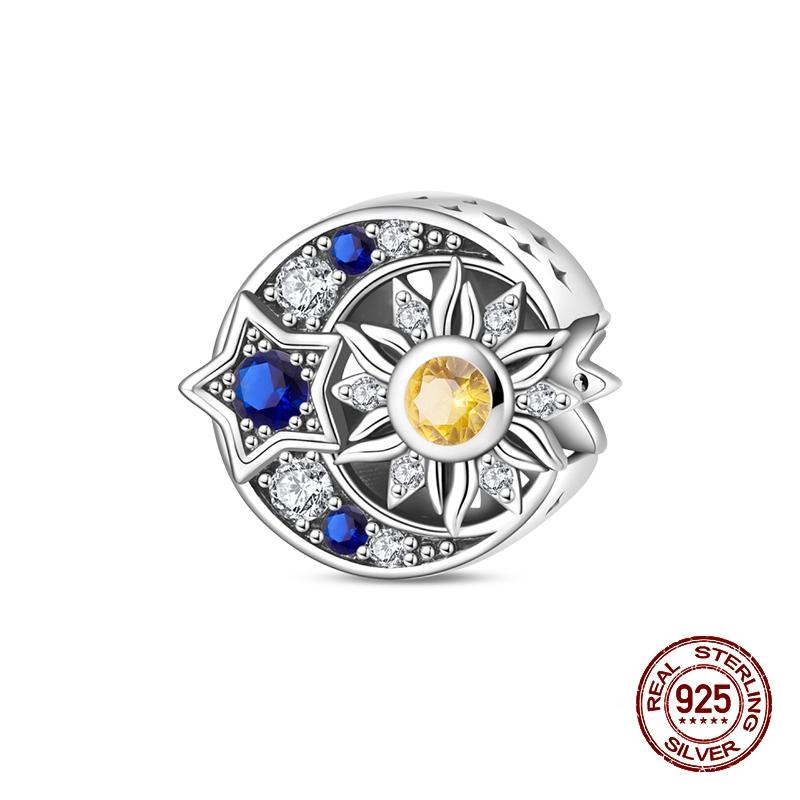 Timeless Genuine Copper Color Zircon Luminous Star Chart Sun Moon Decorative Charms Bead Elements Suitable For 3Mm Authentic Bracelets Jewelry