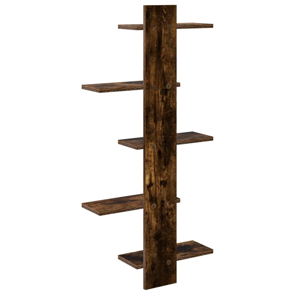 Wall Shelf Smoked Oak 48.5 x 15 x 101 cm Engineered Wood