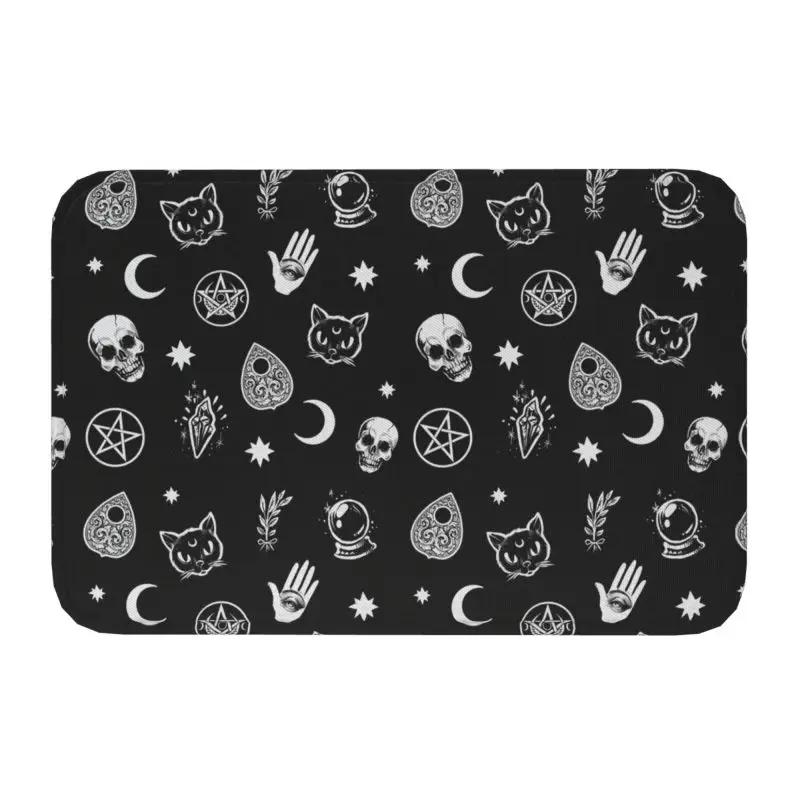 Crow Moon Door Mat Anti-Slip Kitchen Bathroom Halloween Spooky Witch Garage Floor Entrance Rug