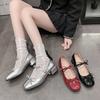 Mode Kristall Schnalle Damen Mary Jane Schuhe Mode Flache Schuhe Damen Outdoor College Stil Dicke Absatzschuhe