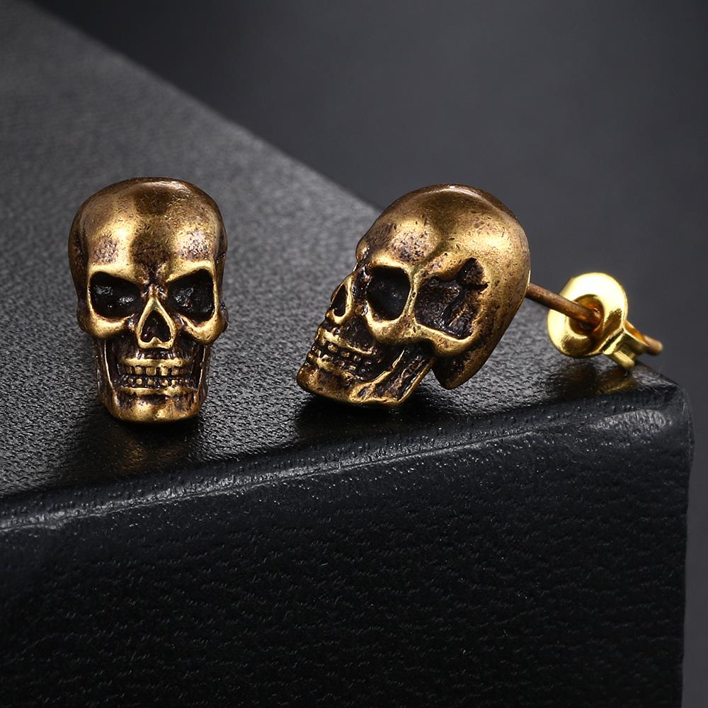Skull Stud Earrings for Women Men Punk Hip-hop Creative Skeleton Ear Accessories Jewelry Halloween Party Gift OHE189