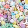 20-Piece Pack of Iridescent Gradient Five-Pointed Star Flower Acrylic Beads for DIY Bracelets