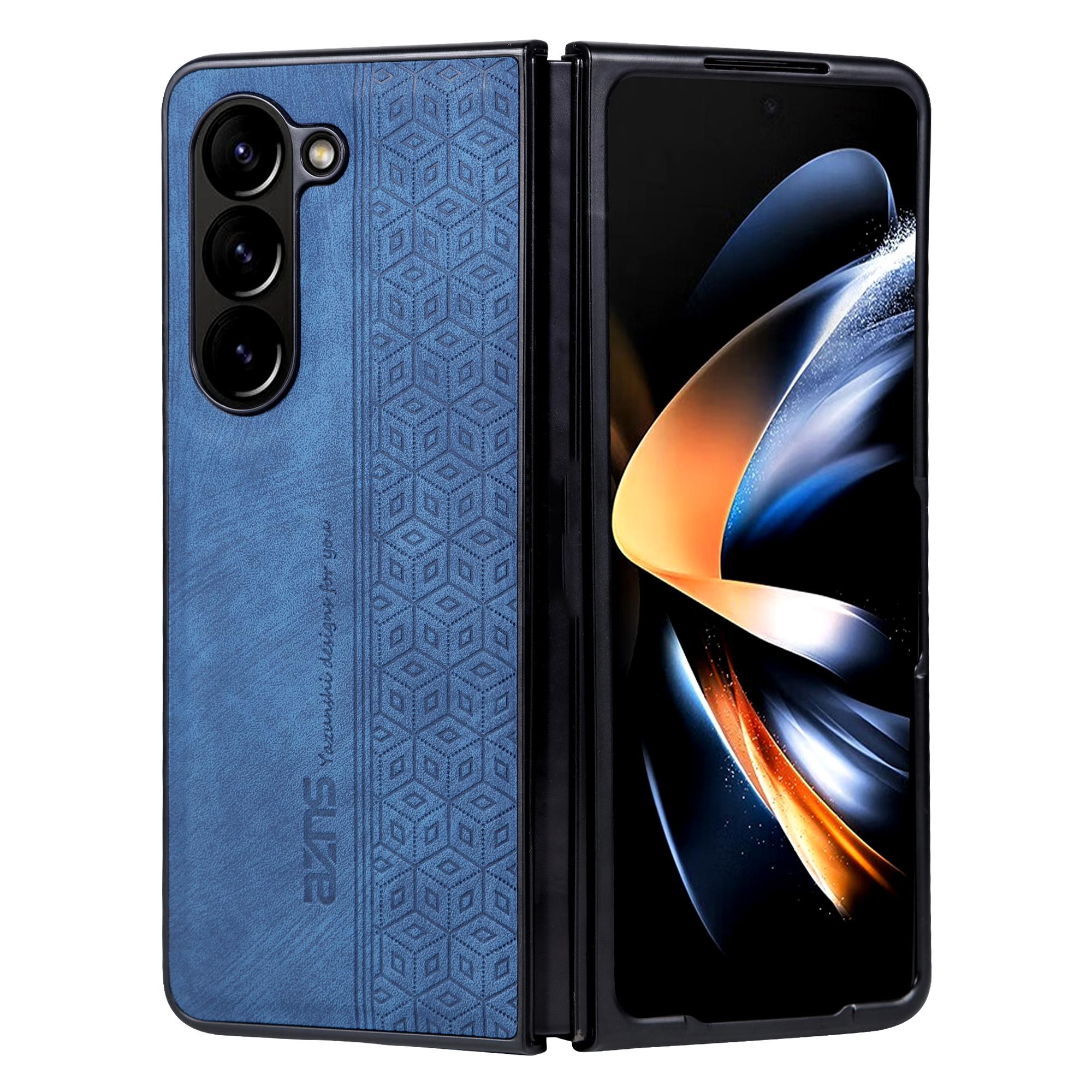 

AZNS For Samsung Galaxy Z Fold6 5G Case PU Leather+Hard PC Non-Slip Grip Phone Cover Blue