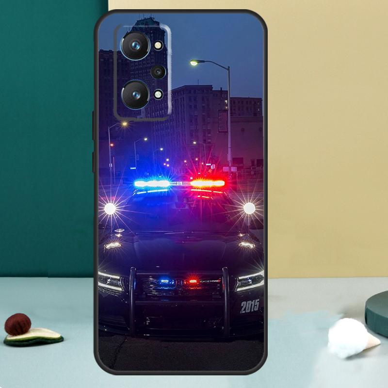Police Cars Light At Night For Realme 11 10 12 13 14 Pro Plus GT 7 6 5 Pro GT 6T C67 C61 C53 C51 C21Y C25S C75 C55 Case