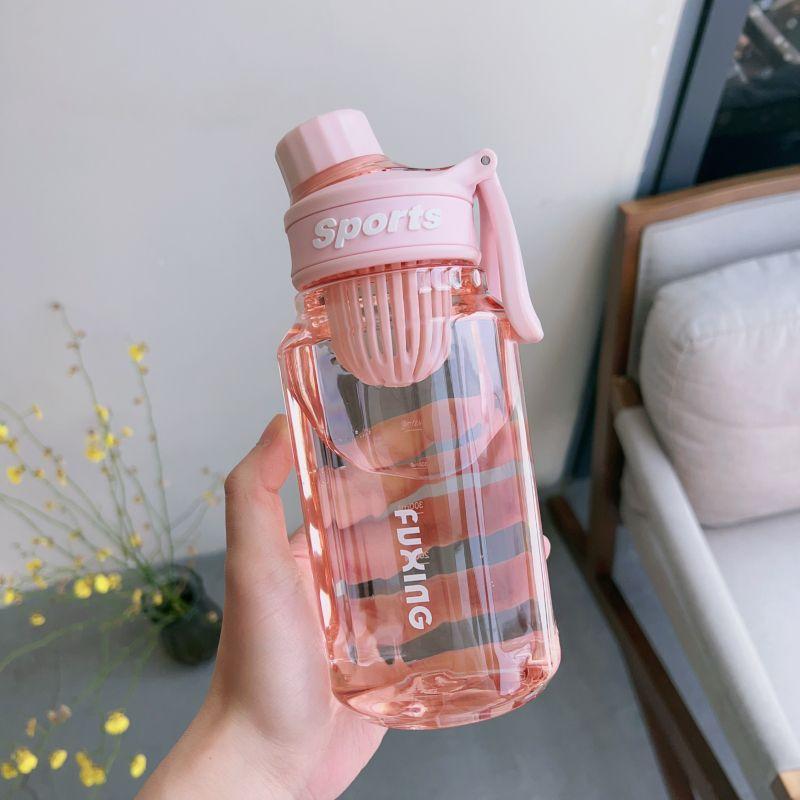 Sports Water Bottle with Tea Filter Large Capacity Transparent Bottle Plastic Cup Outdoor Travel Gym Fitness Water Bottle