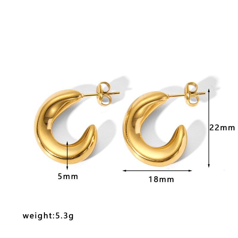Gold Color Stainless Steel Hoop Earrings For Women Ear Drop Stud