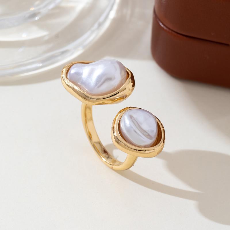 Luxus Barock Imitation Perle Verstellbare Ringe für Damen Mode Metall Tropfen Nischen Design Zeigefinger Ring Party Schmuck