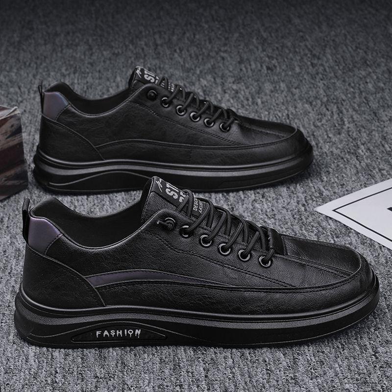 Spring Men's Shoes New Breathable Waterproof and Non-slip Shoes Men's Trendy Versatile Black Leather Shoes Casual Sports Shoes