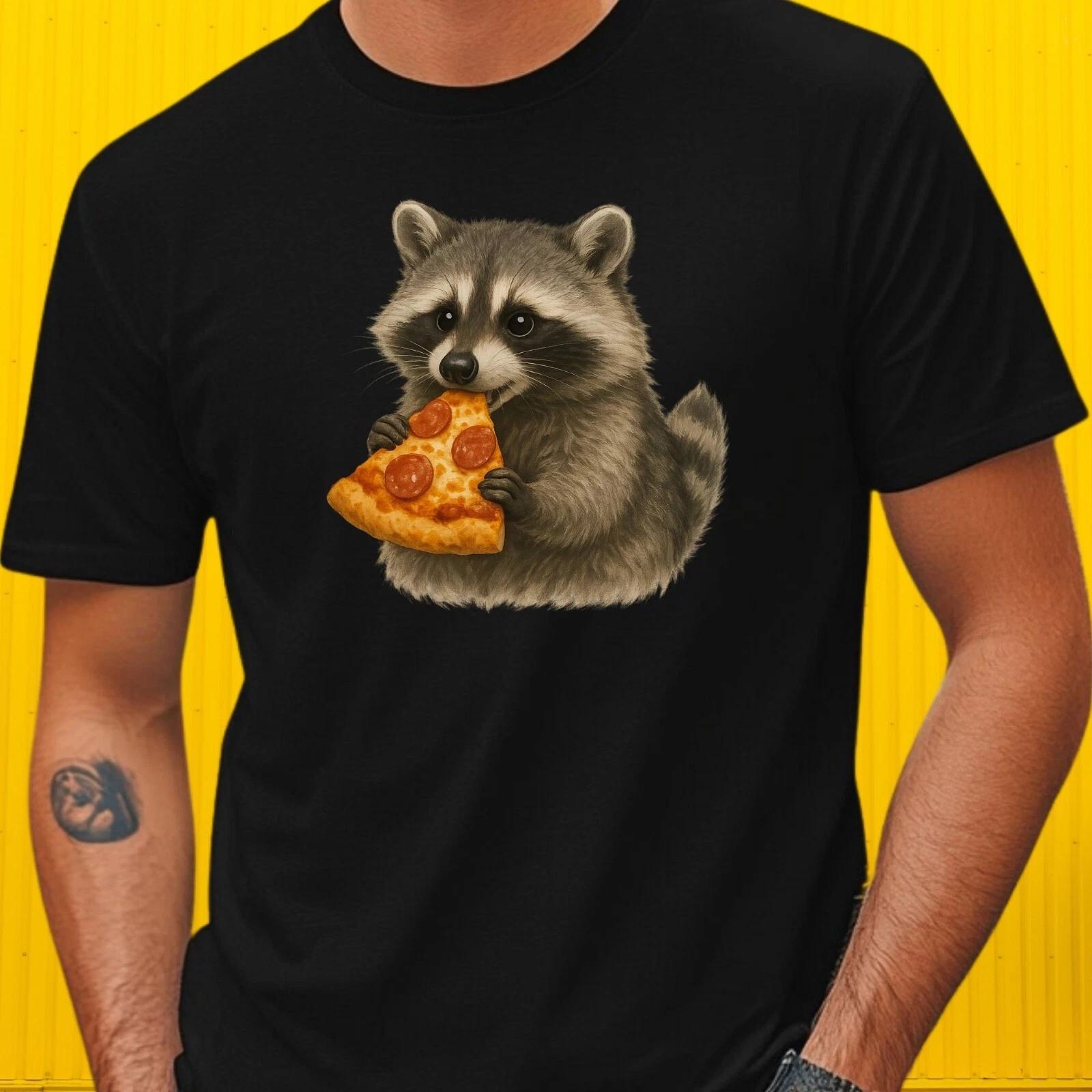 T-Shirt Waschbär isst Pizza – Lustiges Tier-Motiv für Pizza-Fans, Geschenkidee S