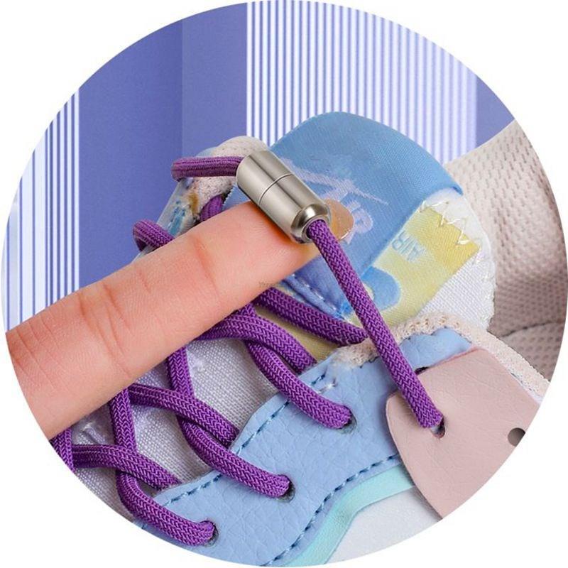 

New No Tie Shoe laces Elastic Laces Sneakers Round Shoelaces without ties Kids Adult Quick Shoe lace Rubber Bands for Shoes чорний білий колір