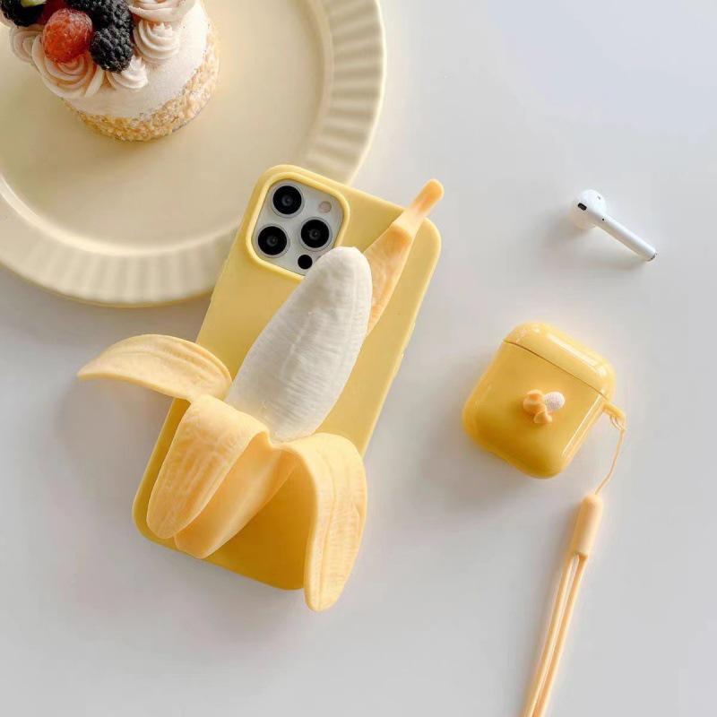 Compatible with Apple Creative Phone Case for iPhone 17 Pro Max, 3D Banana Squeeze Toy Decompression Protective Cover.