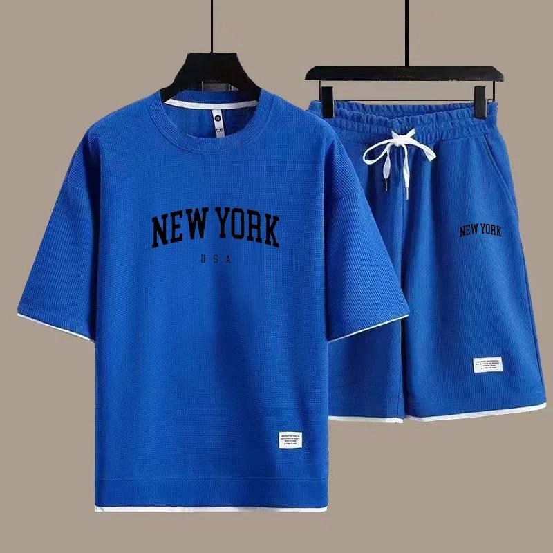 New York Trička Krátké kalhoty 2dílný oblek Pánské Letní móda Krátký rukáv Tepláková souprava Set Šortky Dámské Streetwear Tričko Topy