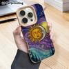 Phone Case: 2D flat lambskin suitable for iPhone 18, 17, 16, 15, 14, 13 Pro protective case, sun and moon embracing, Christmas and Halloween gifts
