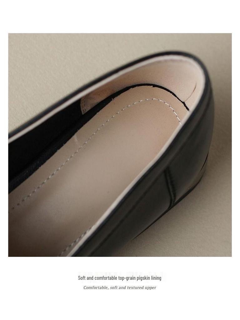 Chunky Heel Women's Mid-Heel Loafers 2025: Stylish British-Style Retro Leather Shoes for Spring & Autumn