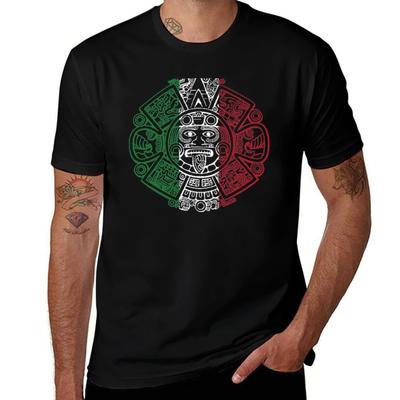 Aztecka Meksykańska Flaga Kalendarz Chicano Sztuka Koszulka koszulki projektant koszulka dla mężczyzny Koszulka