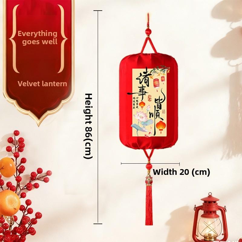 Chinesische Neujahrs-Rotfilz-Laternen Mit Gestickten Zitaten Für Feiertags-Heimdekoration