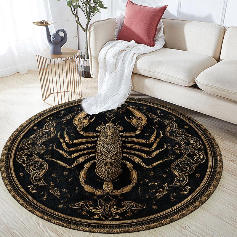 Spider & Scorpion pattern round rug,Carpet Rug for Living Room Bedroom Playroom ,Non-slip Floor Mat,Holiday Gifts and Birthday Gifts.