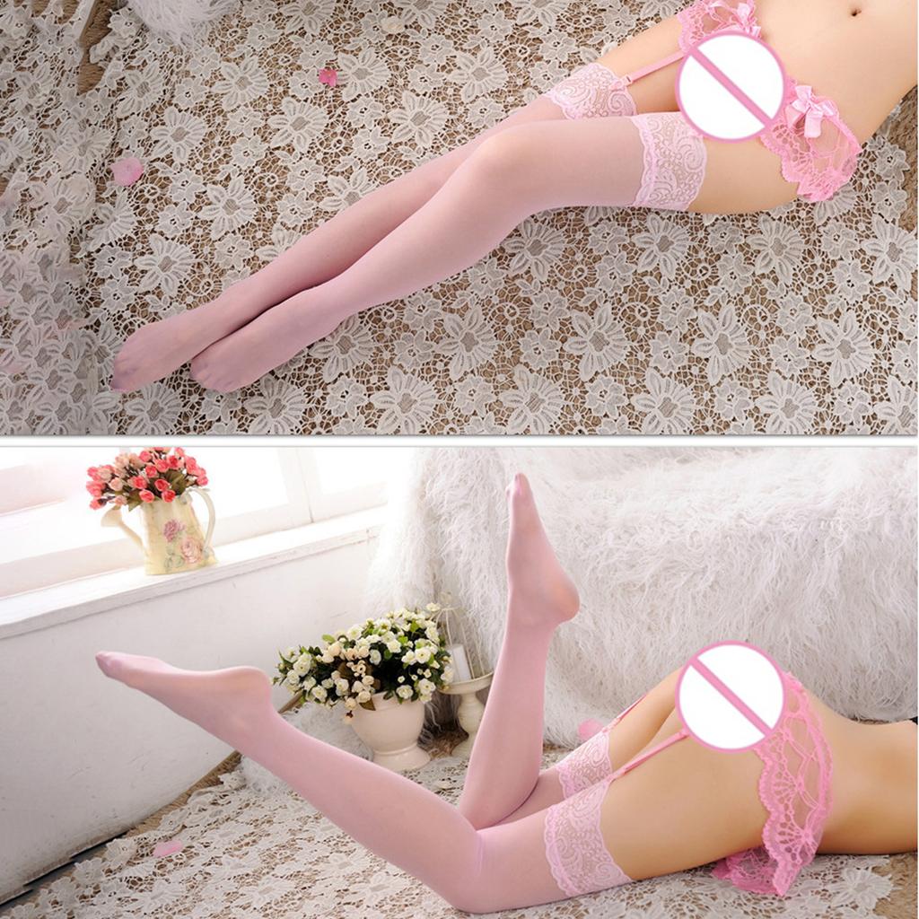 Lace Garter Belt with Adjustable Straps and Sheer Stockings Set for Women One Size Fits Most Stretchable Material