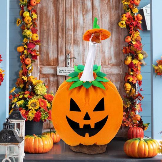 Halloween Pumpkin Goose Costume Yard Silly Lawn Goose Shirt Outfit with Elastic Rope Hat Festive Outdoor Garden Decor