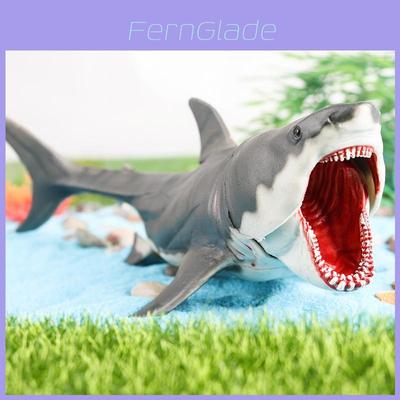 Modelo de Animal de Vida Marina Tiburón Blanco Grande Juguete Con Boca Mordedora Para Exhibición de Acuario