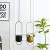Modern Hanging Planter Geometric Iron Flowerpot with Hanging Chain Wall Ceiling Planter Hanger Houseplant Holder Pot for Indoor Outdoor Decoration