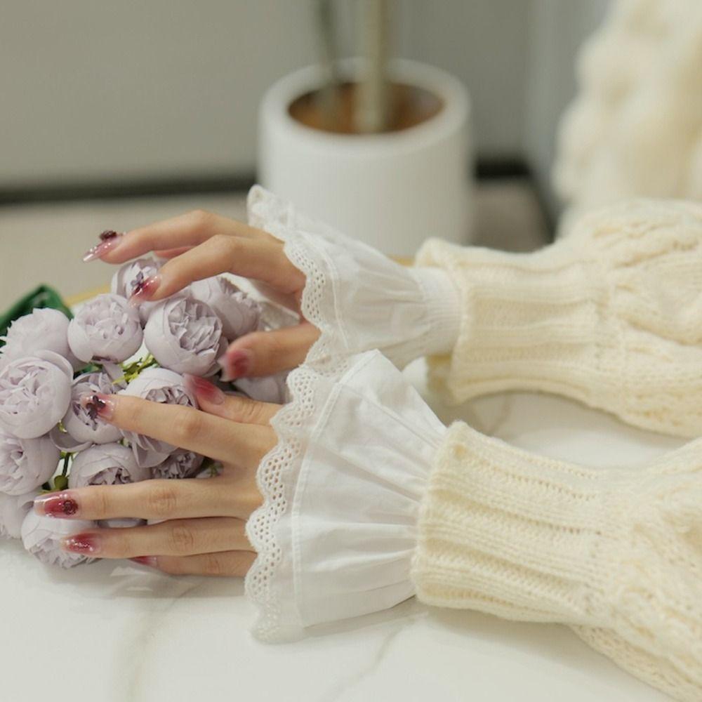 New Cotton Fake Cuff Detachable White Wrist Cuff Lace Cuff Women