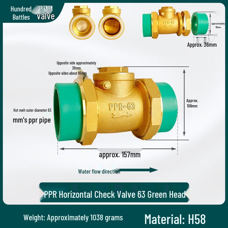 Brass Check Valve: PPR 20 4-point, 25 6-point, 1 Inch 32 Hot Melt Horizontal One-way Anti-backflow Water Pipe.