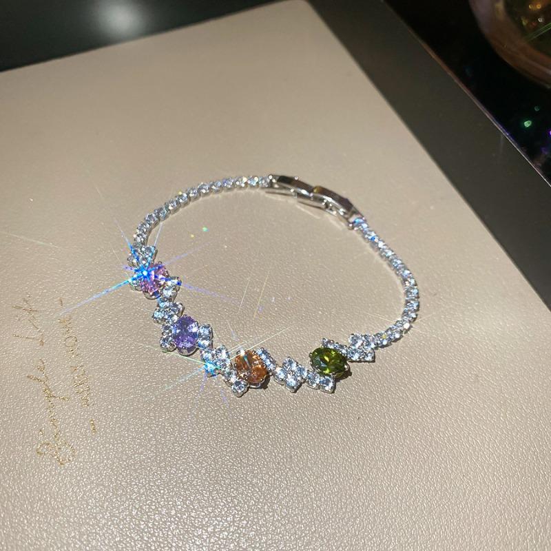 Super flash zircon geometric oval irregular buckle bracelet elegant temperament bracelet light luxury high-end jewelry women
