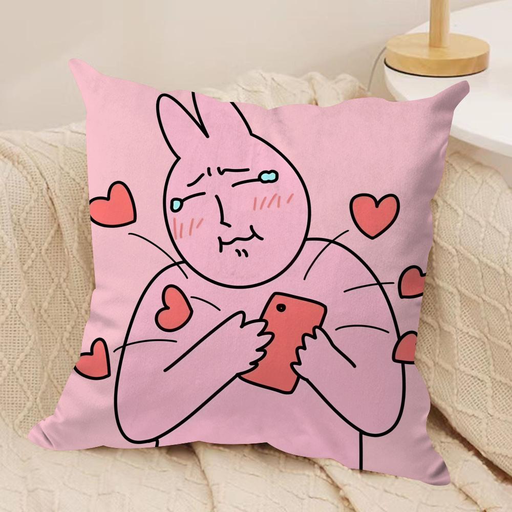 Cartoon OOpanchu Usagi Cushion Cover Silky Short Plush Invisible Zipper Dustproof Sofa Pillow Case For Home Decor