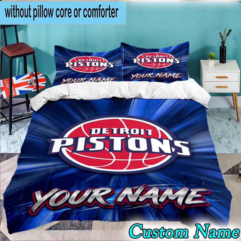 Custom Name 3PCS Detroit Basketball Art Bedding Set,Including  Duvet Cover And 2pcs Pillowcases Perfect for Bedroom,Dormitory,Fan Christmas Gift