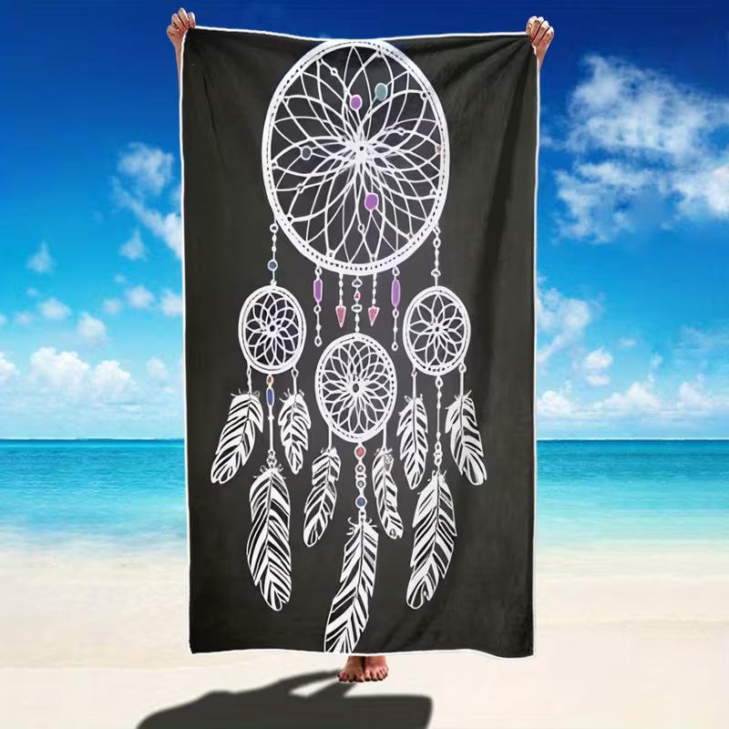 Asciugamano da Spiaggia Raccogli Sogni Bianco e Nero Stampa Tribale Boho Asciugatura Rapida Resistente alla Sabbia Assorbente per Spiaggia Piscina Viaggio Vacanza