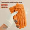 2025 Winter Pineapple Pattern Touchscreen Wool Gloves: Warm, Fashionable, Fleece-Lined, Full-Finger Knitted Design